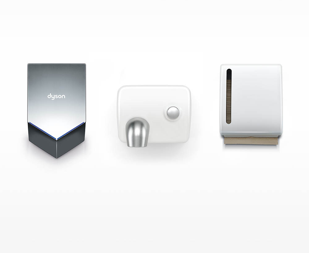 Dyson Airblade V hand dryer costs compared to paper towels and other hand dryers